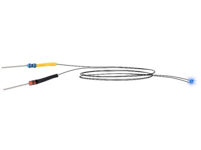 3564  Blå LED med loddet kabler, 5 stk